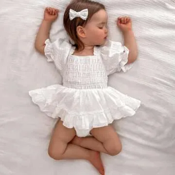Adorable Infant Baby Girls Romper Dress - Dot Pattern with Headband