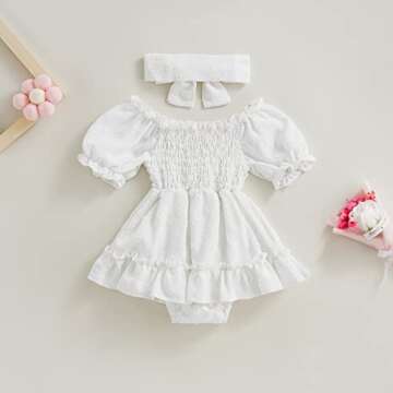 Stylish Infant Baby Girls Romper Dress with Headband