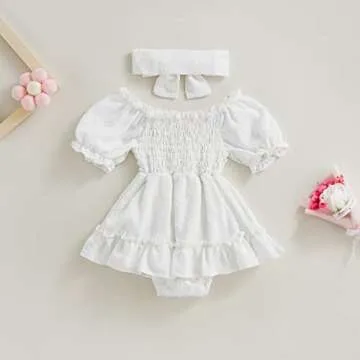 Stylish Infant Baby Girls Romper Dress with Headband