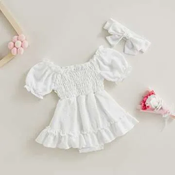Stylish Infant Baby Girls Romper Dress with Headband
