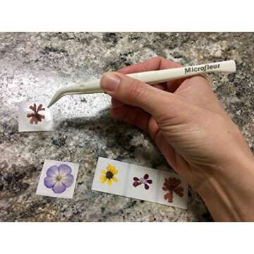 Microfleur Crafting Tweezers for Dried Pressed Flowers & Leaves - Precision Nylon Tweezers for Craft...