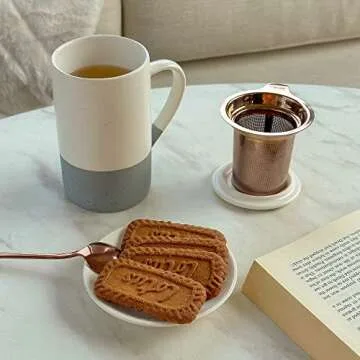 Mora 12 oz Ceramic Tea Cup with Infuser & Spoon