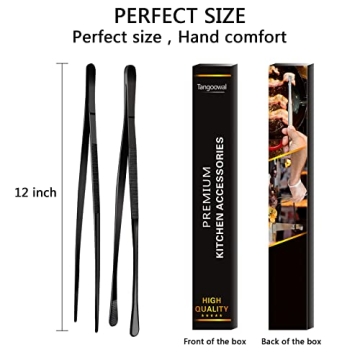 Tangoowal 12-Inch Stainless Steel Cooking Tweezers for Precision