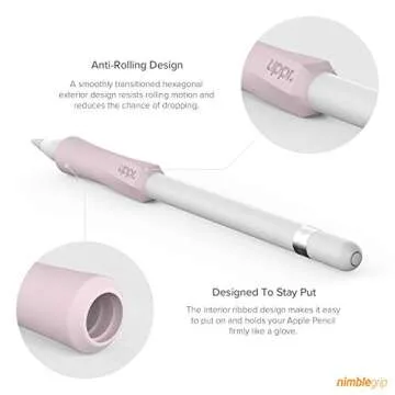 UPPERCASE Designs NimbleGrip Premium Silicone Ergonomic Comfort Grip Holder, Dual Sided Design, Compatible with Apple Pencil Pro, USB-C, 2nd Generation, 1st Generation (2 Pack, Pink)