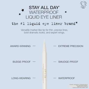 Stila Waterproof Liquid Eye Liner, Stay All Day Makeup with Fine Brush Tip Lasting Satin Finish, Smudge-Proof & Transfer-Resistant