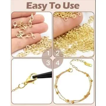 OHINGLT 700 Pieces Lobster Claw Clasps and Open Jump Rings Set, Gold and Silver Plated Bracelet Necklace Clasp for Jewelry Making