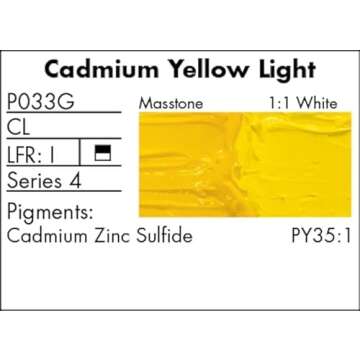 Grumbacher Pre-Tested Oil Paint, 37ml/1.25 oz., Cadmium Yellow Light (P033G)