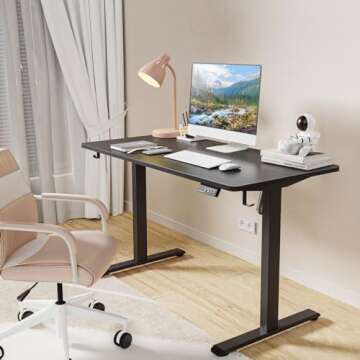 MOUNTUP Electric Height Adjustable Standing Desk, 48 x 24 Inches Sit Stand Desk with Memory Controll...