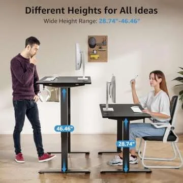 MOUNTUP Electric Height Adjustable Standing Desk, 48 x 24 Inches Sit Stand Desk with Memory Controller, Ergonomic Stand Up Desk for Home Office with Splice Board, Black