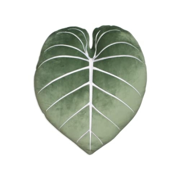 Philodendron Gloriosum Moody Green Leaf Throw Pillow, Decorative, Bed, Flower, Succulent Pillow Grea...