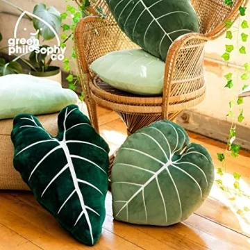 Philodendron Gloriosum Green Leaf Decorative Throw Pillow