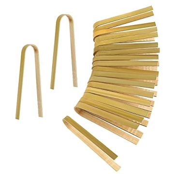 LUTER 20pcs Wooden Tongs - Eco-Friendly Bamboo Serving Utensils