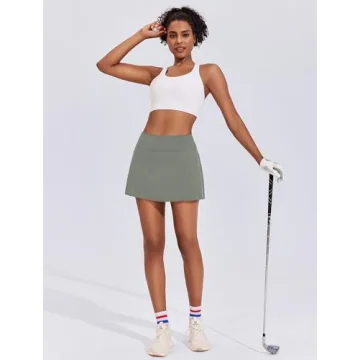 PINSPARK Women's Tennis Skirt with Shorts, Grey Sage, Size Small