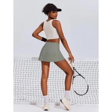 PINSPARK Women's Tennis Skirt with Shorts, Grey Sage, Size Small