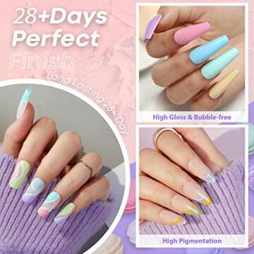 modelones 24 Pcs Pastel Gel Nail Polish Kit 7 ML, Christmas Candy 20 Colors Set Glitter Soft Pink Green Blue Purple Macaron with Bond Primer Glossy & Matte Top Base Coat Manicure New Year Gifts