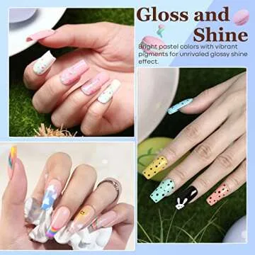 modelones 24 Pcs Pastel Gel Nail Polish Kit 7 ML, Christmas Candy 20 Colors Set Glitter Soft Pink Green Blue Purple Macaron with Bond Primer Glossy & Matte Top Base Coat Manicure New Year Gifts