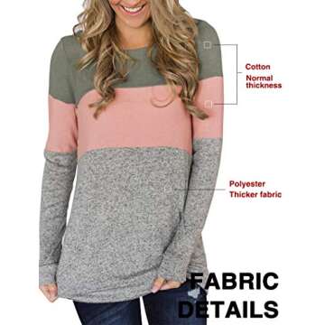 Minthunter Women's Long Sleeve Color Block Casual Shirt