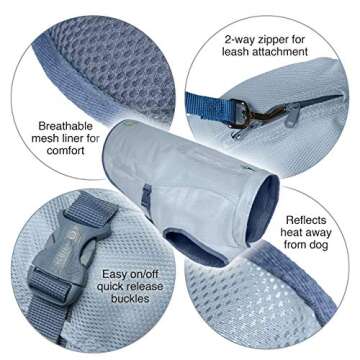 Kurgo Dog Core Cooling Vest, Cooling Jacket for Dogs, Evaporation Cooler Coat for Pets, Reflective M...