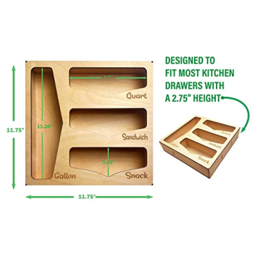 Premium Wood Food Storage Bag Organizer for Kitchens