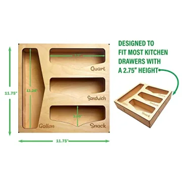 Premium Wood Food Storage Bag Organizer for Kitchens