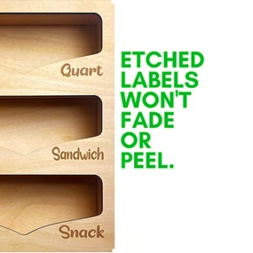 Premium Wood Food Storage Bag Organizer for Kitchens