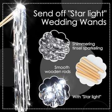 Simgoing 24 Pcs Lighted Wedding Wands - LED Tinsel Sparklers for Parties