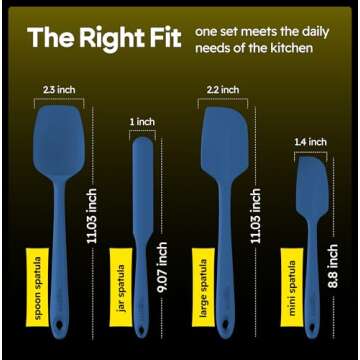 BakeRoyal Silicone Spatula Set - 4-Piece Rubber Spatulas Silicone Heat Resistant 600°F for Everyday Task - Seamless Design Kitchen Spatulas for Nonstick Cookware - Silicone Kitchen Utensils Sets