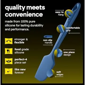 BakeRoyal Silicone Spatula Set - 4-Piece Rubber Spatulas Silicone Heat Resistant 600°F for Everyday Task - Seamless Design Kitchen Spatulas for Nonstick Cookware - Silicone Kitchen Utensils Sets