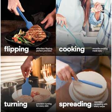 BakeRoyal Silicone Spatula Set - 4-Piece Rubber Spatulas Silicone Heat Resistant 600°F for Everyday Task - Seamless Design Kitchen Spatulas for Nonstick Cookware - Silicone Kitchen Utensils Sets