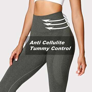 Aoxjox Workout Seamless Leggings for Women Smile Contour High Waisted Gym Yoga Pants Tights 26” (Army Green Marl, Medium)