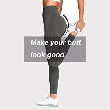 Aoxjox Workout Seamless Leggings for Women Smile Contour High Waisted Gym Yoga Pants Tights 26” (Army Green Marl, Medium)