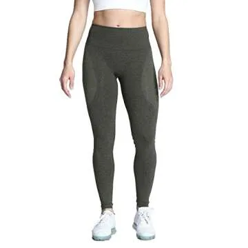 Aoxjox Workout Seamless Leggings for Women Smile Contour High Waisted Gym Yoga Pants Tights 26” (Army Green Marl, Medium)