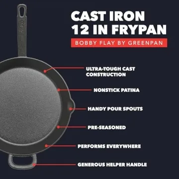GreenPan Bobby Flay 12 Inch Pre-Seasoned Cast Iron Skillet