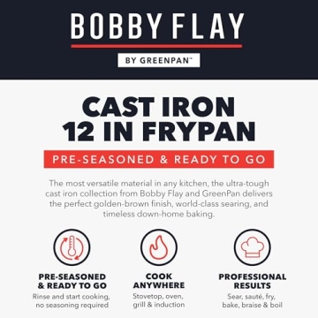 GreenPan Bobby Flay 12 Inch Pre-Seasoned Cast Iron Skillet