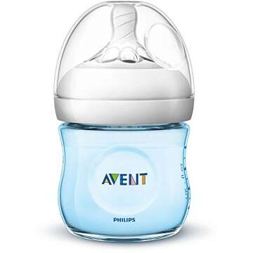 Philips AVENT Natural Baby Bottle, SCF010/39, Blue, 4 Ounce (Pack of 3)