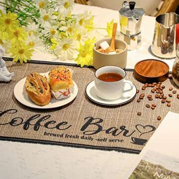 Cunhill 2 Pieces Coffee Bar Mat,Coffee Bar Accessories 20 x 14 Inch Coffee Bar Decoration Coffee Pla...