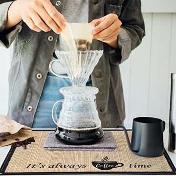 Cunhill 2 Pieces Coffee Bar Mat,Coffee Bar Accessories 20 x 14 Inch Coffee Bar Decoration Coffee Placemats for Coffee Machine, Coffee Bar, Countertops,Coffee Station Accessories(Coffee Time)