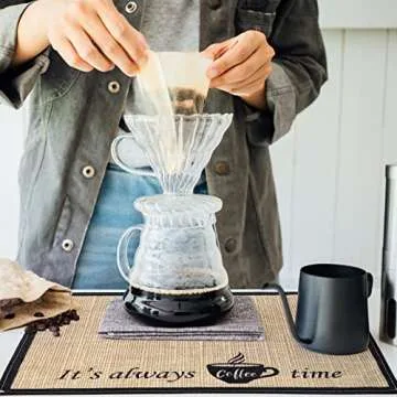 Cunhill 2 Pieces Coffee Bar Mat,Coffee Bar Accessories 20 x 14 Inch Coffee Bar Decoration Coffee Placemats for Coffee Machine, Coffee Bar, Countertops,Coffee Station Accessories(Coffee Time)