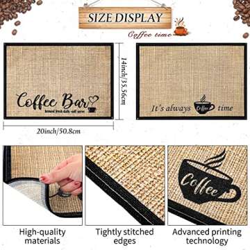 Cunhill 2 Pieces Coffee Bar Mat,Coffee Bar Accessories 20 x 14 Inch Coffee Bar Decoration Coffee Placemats for Coffee Machine, Coffee Bar, Countertops,Coffee Station Accessories(Coffee Time)