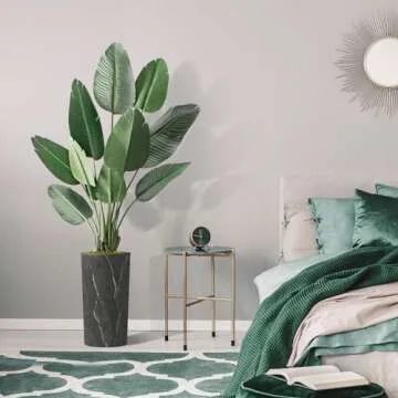 Artificial Tree in Modern Granite Effect Planter, Fake Bird of Paradise Silk Tree for Indoor and Outdoor Home Decoration - 67" Overall Tall (Plant Pot Plus Tree)