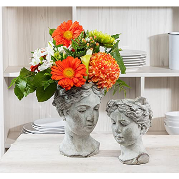 Goddess Head Planter - Elegant Cement Decor for Plants