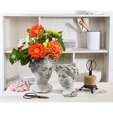 Goddess Head Planter - Elegant Cement Decor for Plants