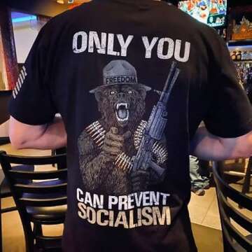 Warrior 12 Only You Can Prevent Socialism T-Shirt Tribute Tee | American Support Shirt | 100% Cotton Military Apparel | Black, Large