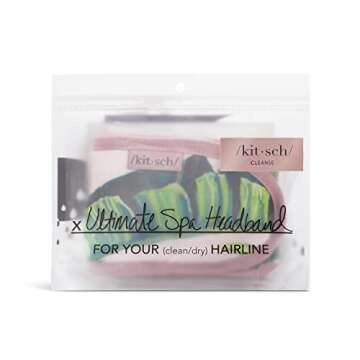 Kitsch Spa Microfiber Headband for Women - Multifunctional Skincare & Hair Band for Face Washing, Makeup Application (Palm Leaves)