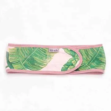 Kitsch Spa Microfiber Headband for Women - Multifunctional Skincare & Hair Band for Face Washing, Makeup Application (Palm Leaves)
