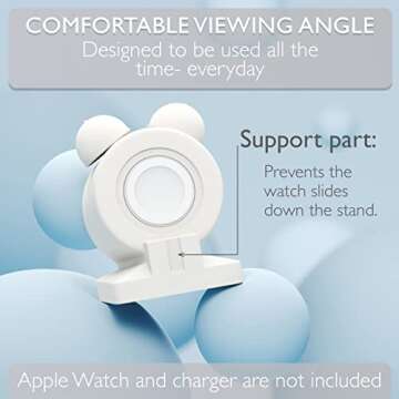 iWatch Charger Stand for Apple Watch Series Ultra2/Ultra/10/9/8/SE2/7/6/SE/5/4/3/2/1 (49/46/45/44/42/41/40/38mm) Сute Silicone Holder Supports Nightstand Mode Charging Dock Accessories