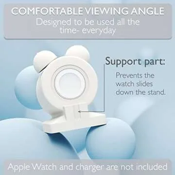 iWatch Charger Stand for Apple Watch Series Ultra2/Ultra/10/9/8/SE2/7/6/SE/5/4/3/2/1 (49/46/45/44/42/41/40/38mm) Сute Silicone Holder Supports Nightstand Mode Charging Dock Accessories