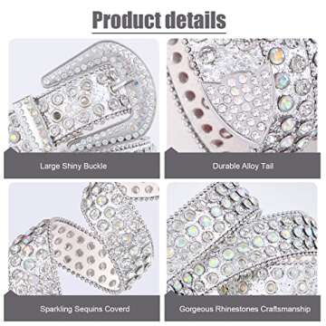 FIORETTO Rhinestone Belt for Men and Women - Shiny Style