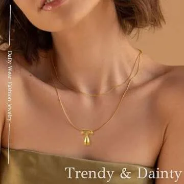 FCBTOCO Gold Necklace for Women，Bubble Letter Necklace Gold, Gold Balloon Initial Letter Necklace,18K Gold Plated Dainty Personalized Puffy Name Necklaces（gold A）