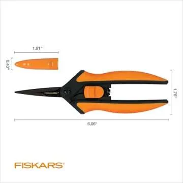 Fiskars Micro-Tip Rose Pruning Shears, 6" Garden Shears Non-Stick Coated Stainless Steel Blade, Gardening Scissors with SoftGrip Handle